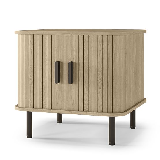 Szafka nocna Gliss, zaokrąglona, lamele, jasny dąb