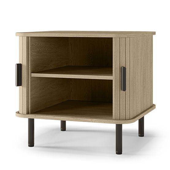 Szafka nocna Gliss, zaokrąglona, lamele, jasny dąb