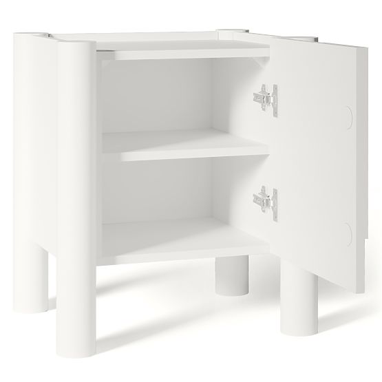 Szafka nocna Lunaria z frezowanym frontem, biała