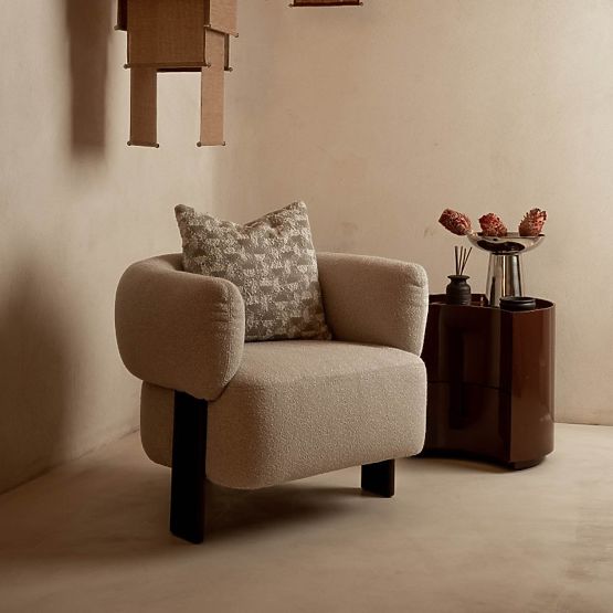 Szafka nocna z szufladami Vena, bordowa/brązowa, zaokrąglona, błyszcząca