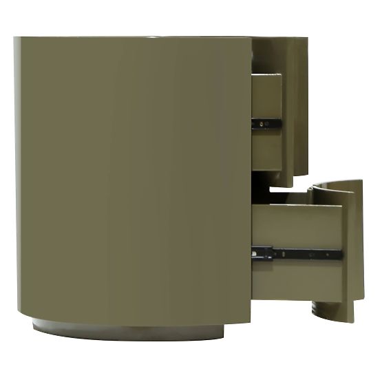 Szafka nocna z szufladami Vena, zielono/szara, zaokrąglona, błyszcząca