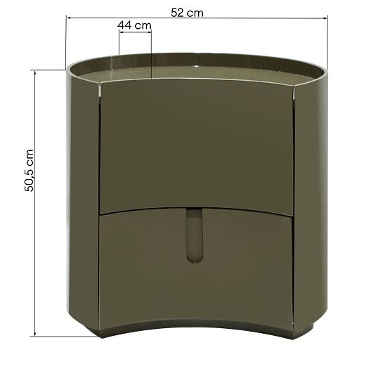 Szafka nocna z szufladami Vena, zielono/szara, zaokrąglona, błyszcząca