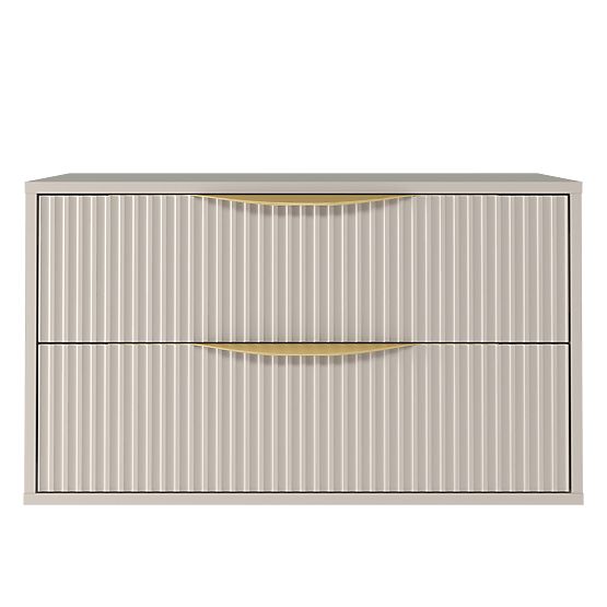 Szafka pod umywalkę na blat Avila 2.0, 80 cm, żłobiona, złote uchwyty, kaszmir