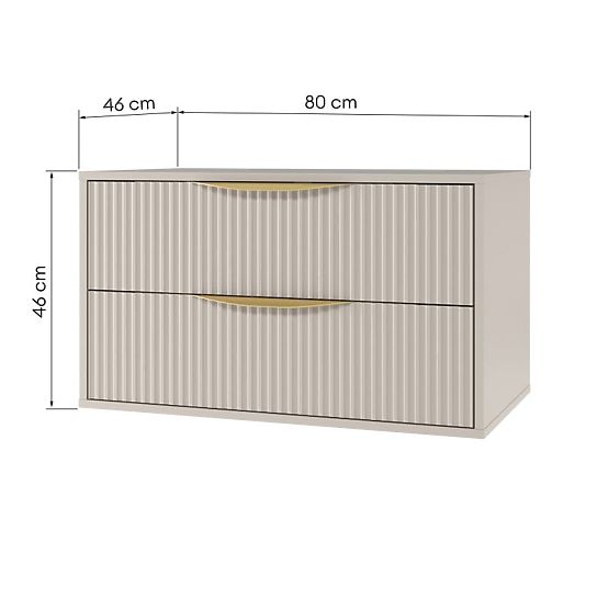 Szafka pod umywalkę na blat Avila 2.0, 80 cm, żłobiona, złote uchwyty, kaszmir