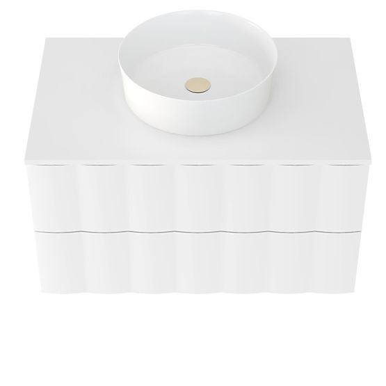 Szafka pod umywalkę na blat Grita 80 cm, biała, falisty panel przedni