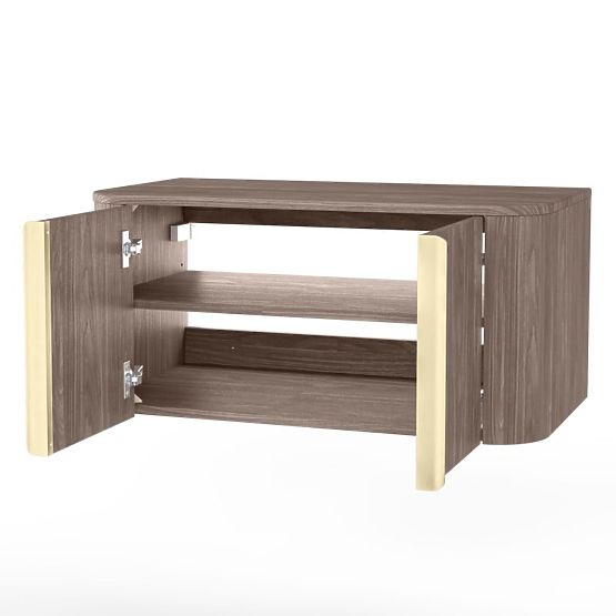 Szafka pod umywalkę nablatową Bassa 80 cm, orzech lincoln, złote uchwyty, zaokrąglona