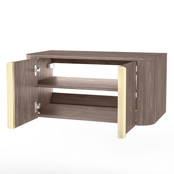 Szafka pod umywalkę nablatową Bassa 80 cm, orzech lincoln, złote uchwyty, zaokrąglona