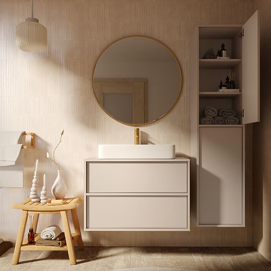 Szafka pod umywalkę nablatową Mossy, 80 cm, kaszmir