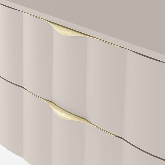 Szafka pod umywalkę nablatową Omi 80 cm, falisty panel przedni, złote uchwyty, kaszmirowy beż