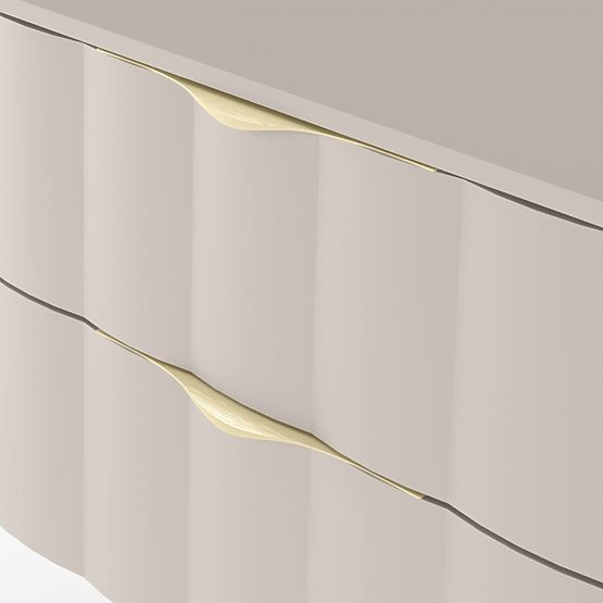 Szafka pod umywalkę nablatową Omi 80 cm, falisty panel przedni, złote uchwyty, kaszmirowy beż