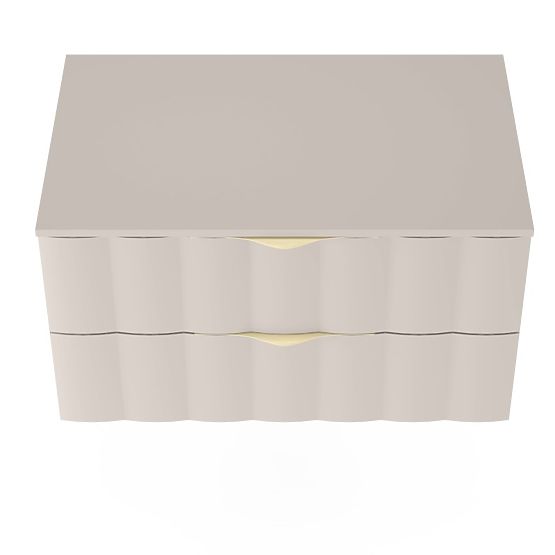 Szafka pod umywalkę nablatową Omi 80 cm, falisty panel przedni, złote uchwyty, kaszmirowy beż