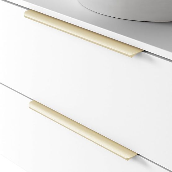 Szafka pod umywalkę nablatową Tidea 80 cm, biała, złote uchwyty