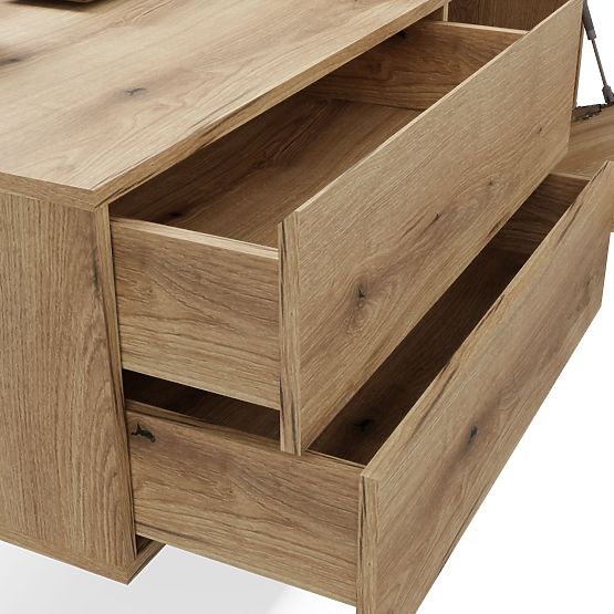 SZAFKA POD UMYWALKĘ TIGO 1D2S DĄB EVOKE 140 CM 2 SZUFLADY ŻŁOBIONY FRONT WISZĄCA