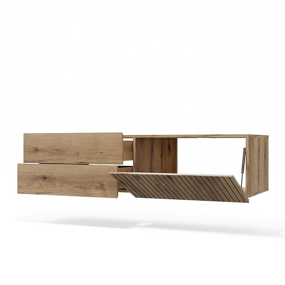 SZAFKA POD UMYWALKĘ TIGO 1D2S DĄB EVOKE 140 CM 2 SZUFLADY ŻŁOBIONY FRONT WISZĄCA