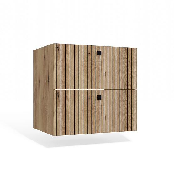 SZAFKA POD UMYWALKĘ TIGO 60 2S DĄB EVOKE 2 SZUFLADY PANEL CZOŁOWY ŻŁOBIONY WISZĄCA