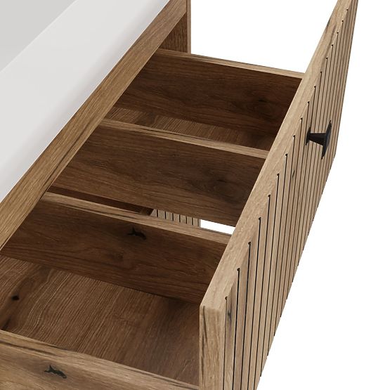 SZAFKA POD UMYWALKĘ TIGO 60 2S DĄB EVOKE ŻŁOBIONY PANEL CZOŁOWY + UMYWALKA