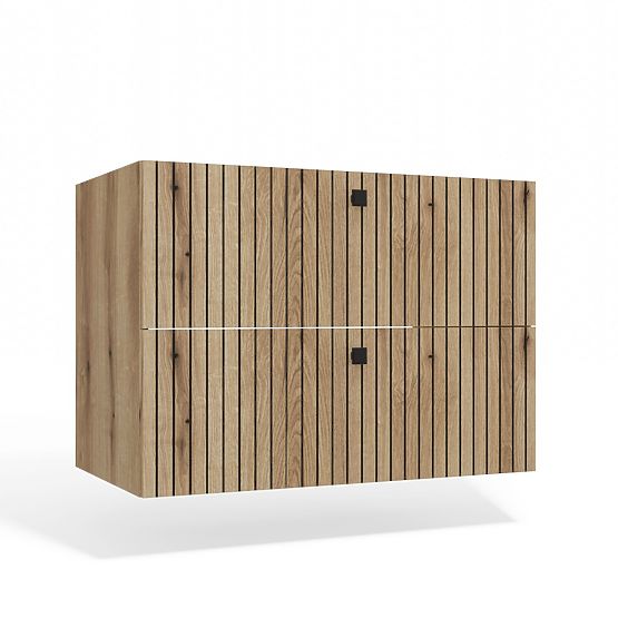 SZAFKA POD UMYWALKĘ TIGO 80 2S DĄB EVOKE 2 SZUFLADY ŻŁOBIONY FRONT WISZĄCA