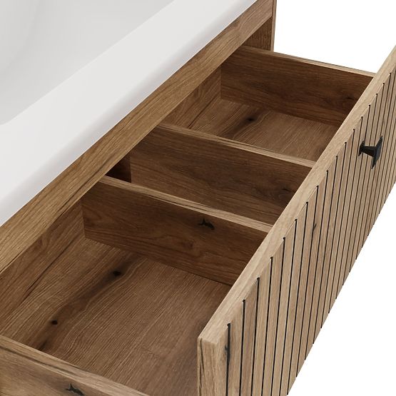 SZAFKA POD UMYWALKĘ TIGO 80 2S DĄB EVOKE 2 SZUFLADY ŻŁOBIONY FRONT WISZĄCA