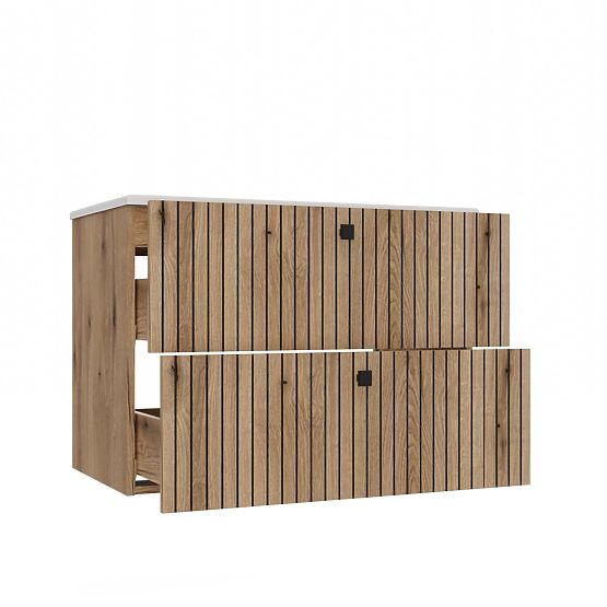 SZAFKA POD UMYWALKĘ TIGO 80 2S DĄB EVOKE ŻŁOBIONY FRONT + UMYWALKA