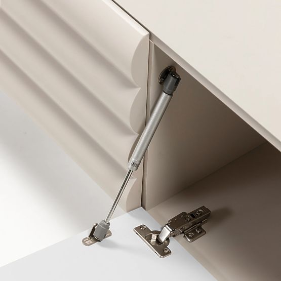 Szafka RTV Anatra, żłobiona, beżowa, zaokrąglone kształty