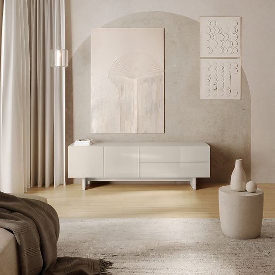 Szafka RTV Glim, kaszmirowa, błyszcząca