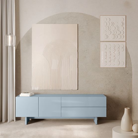 Szafka RTV Glim, niebieski dymny, połysk