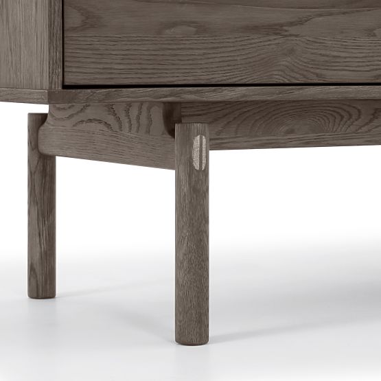 Szafka RTV Quadri z szufladami, lite drewno dębowe, fornir, espresso brąz