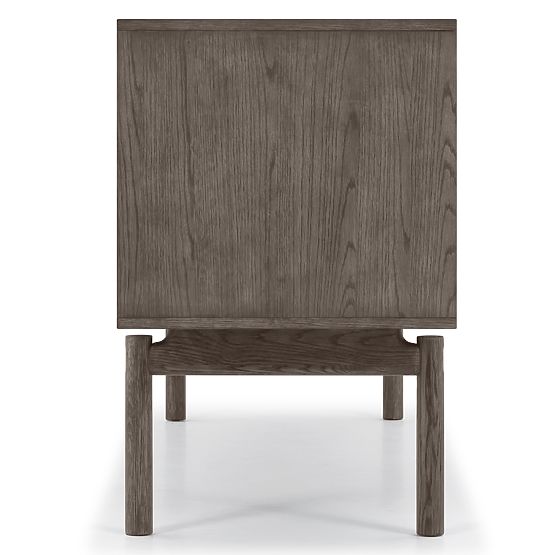 Szafka RTV Quadri z szufladami, lite drewno dębowe, fornir, espresso brąz