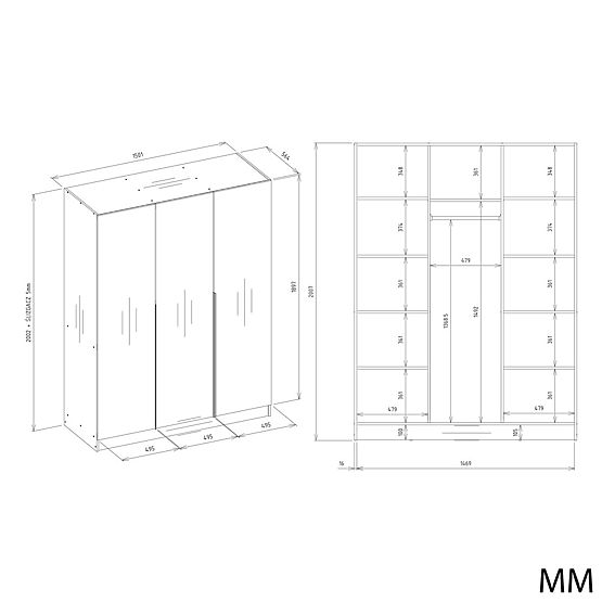 SZAFKA SENSO 3D 150 CM 3 DRZWI ZŁOTE UCHWYTY DO SALONU SYPIALNI KASZMIR BEŻOWA