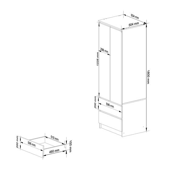 SZAFKA STAR S 60 cm 2 DRZWI 2 SZUFLADY BIAŁA