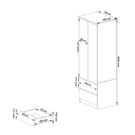 SZAFKA STAR S 60 cm 2 DRZWI 2 SZUFLADY SONOMA / BIAŁA