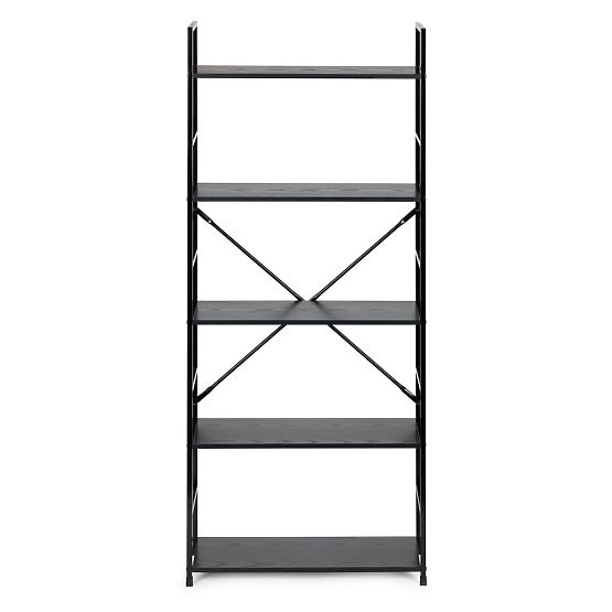 Szeroka drewniana półka nowoczesna LOFT 5 półek czarna