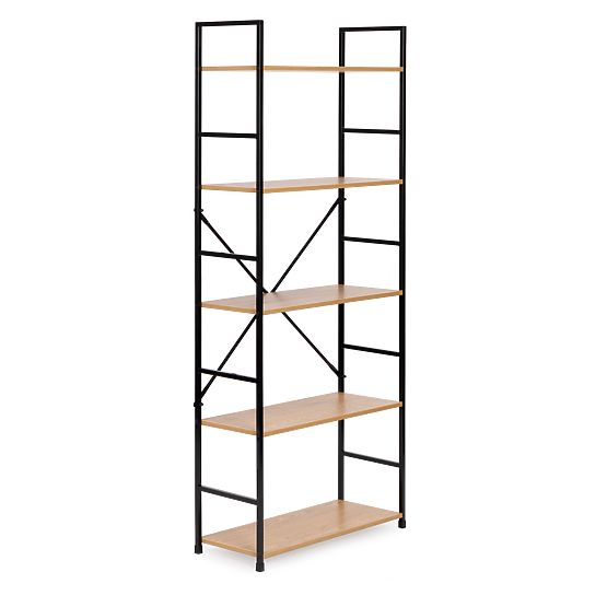 Szeroki nowoczesny drewniany regał LOFT z 5 półkami