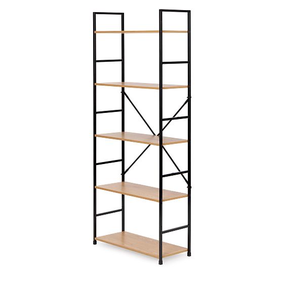 Szeroki nowoczesny drewniany regał LOFT z 5 półkami