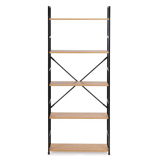 Szeroki nowoczesny drewniany regał LOFT z 5 półkami