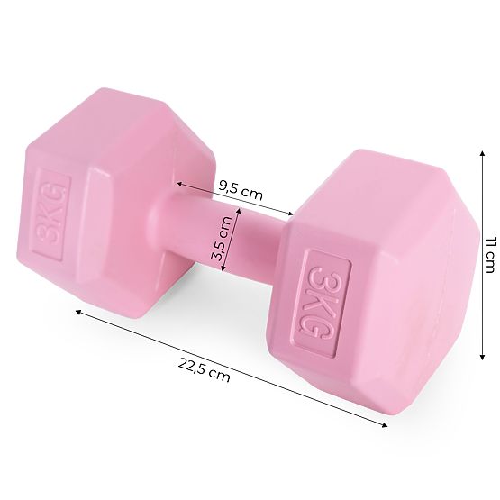 Sześciokątne hantle zestaw 2x3 kg obciążenia do ćwiczeń fitness różowe ModernHome