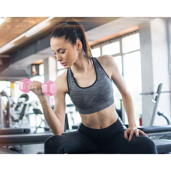 Sześciokątne hantle zestaw 2x4 kg ciężarki do ćwiczeń fitness różowe ModernHome