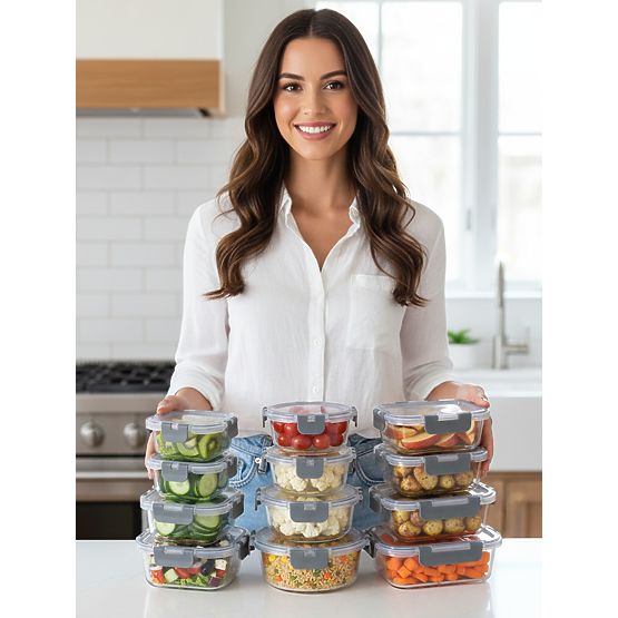 Szklane pojemniki na żywność CATONIA - zestaw 12 sztuk