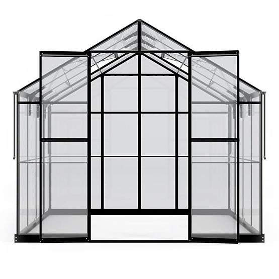 Szklarnia ogrodowa ProGlass Classic Compact 7,7 m² z podstawą, szkło hartowane 4 mm, aluminium