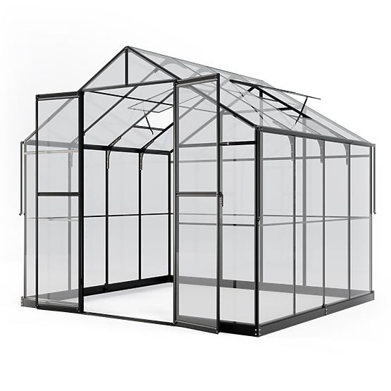 Szklarnia ogrodowa ProGlass Classic Compact 7,7 m² z podstawą, szkło hartowane 4 mm, aluminium