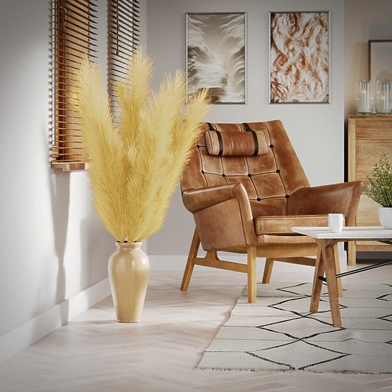 Sztuczny kwiat PAMPLY kolor musztardowy ameliahome