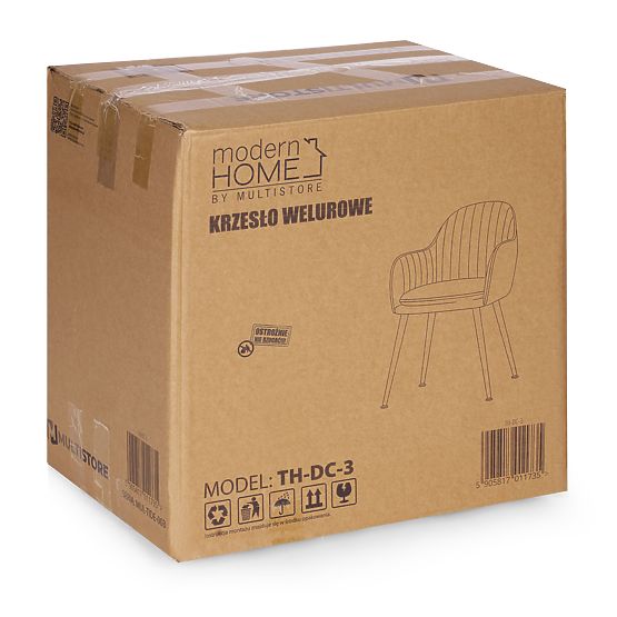 Tapicerowane aksamitne nowoczesne krzesło do jadalni i salonu kremowe ModernHome