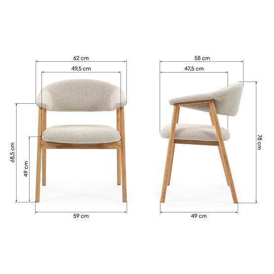 Tapicerowane krzesło Capri, jasnobeżowe/dębowe drewno