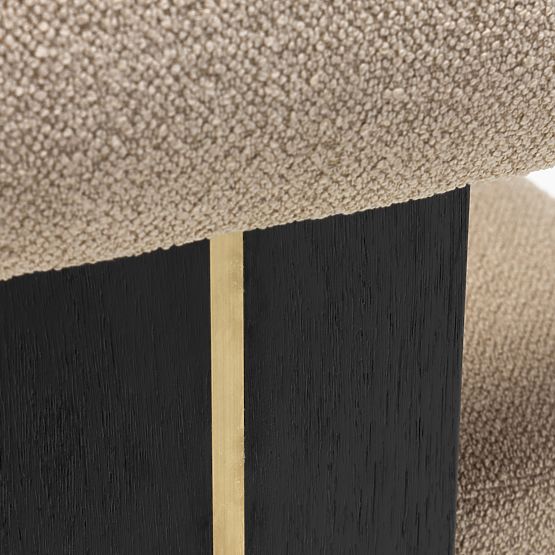 Tapicerowane krzesło Chili beżowe/czarne, drewno kauczukowe