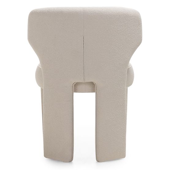 Tapicerowane krzesło Elaine kremowe, boucle, zaokrąglone kształty