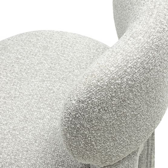 Tapicerowane krzesło Falone szare, boucle, zaokrąglone kształty