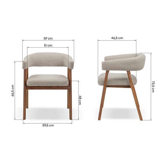 Tapicerowane krzesło Giovani, jasnobrązowe/dębowe drewno, zaokrąglone