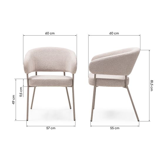 Tapicerowane krzesło Lamu beżowe, bouclé