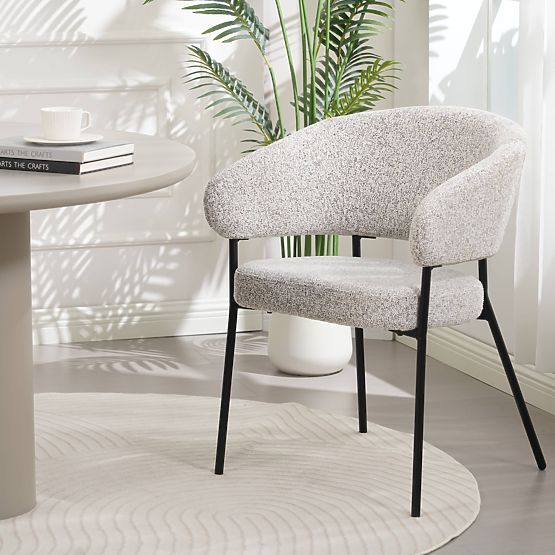 Tapicerowane krzesło Lamu, beżowy melanż/czarne nogi