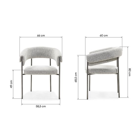 Tapicerowane krzesło Portia szare